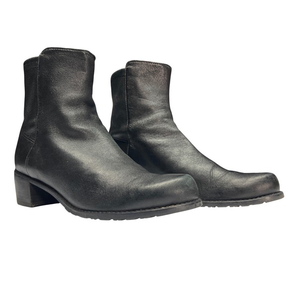 Stuart Weitzman Easyon Reserve‎ 5050 Ankle Boots Black Stretch Leather 6.5 EUC